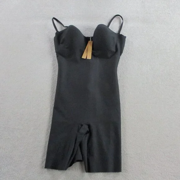 SKIMS Body Zoned Underwire Mid Thigh Bodysuit Womens LDD Onyx Black Shaping NWT - Picture 2 of 9